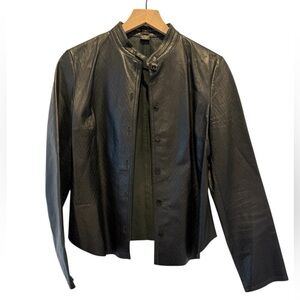 Vintage Leather Black Shirt Jacket w Diamond detail stitching by The Wrights 10